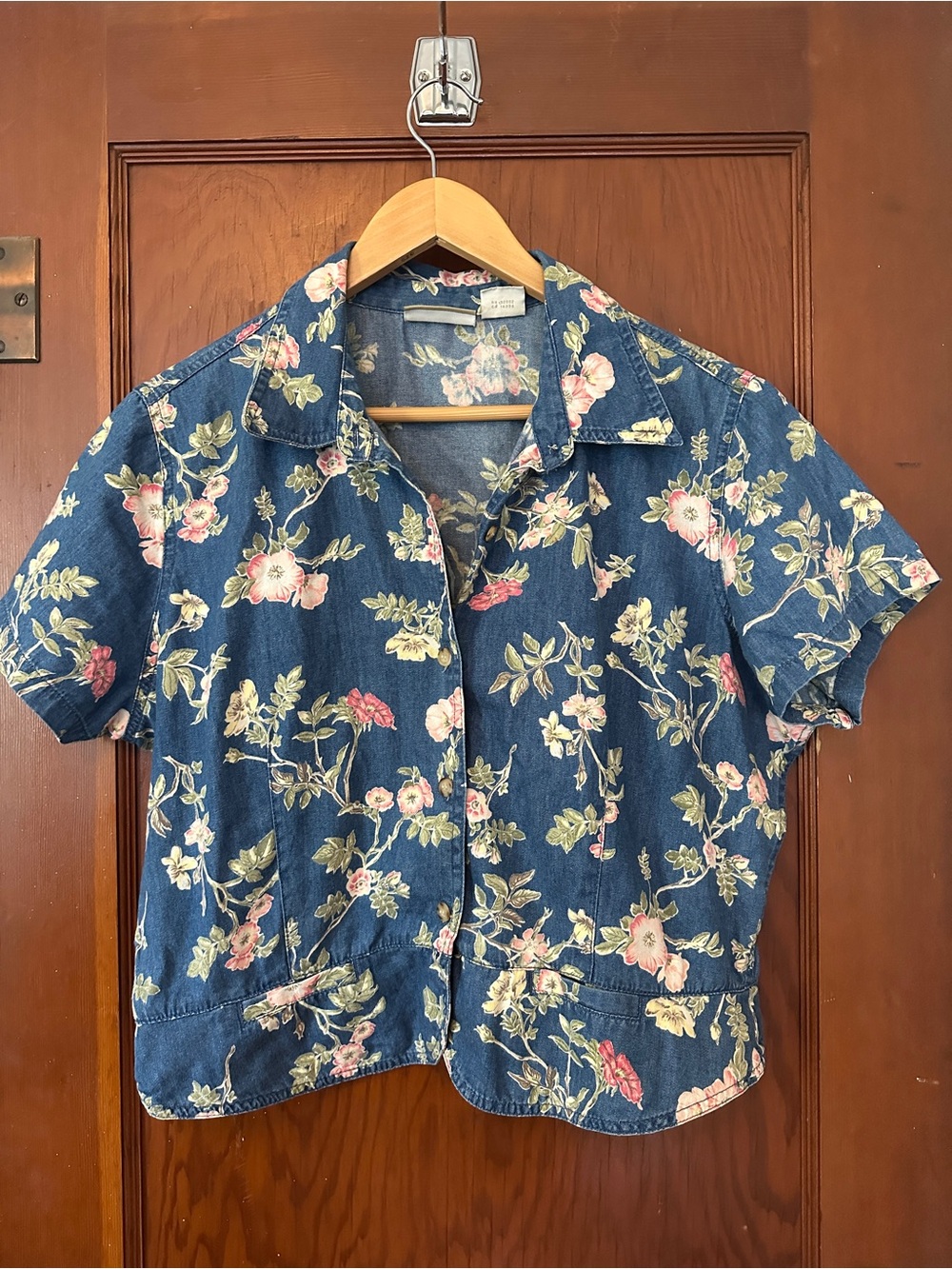 Vintage Liz Clairborne denim floral button up size 16